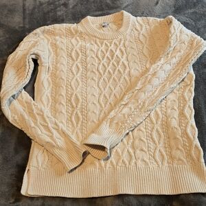 J.Crew Womens Cable Knit Sweater Ivory Size XS